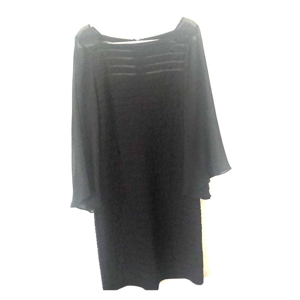 Adrianna Papell Black bell slv sheath dress sz14